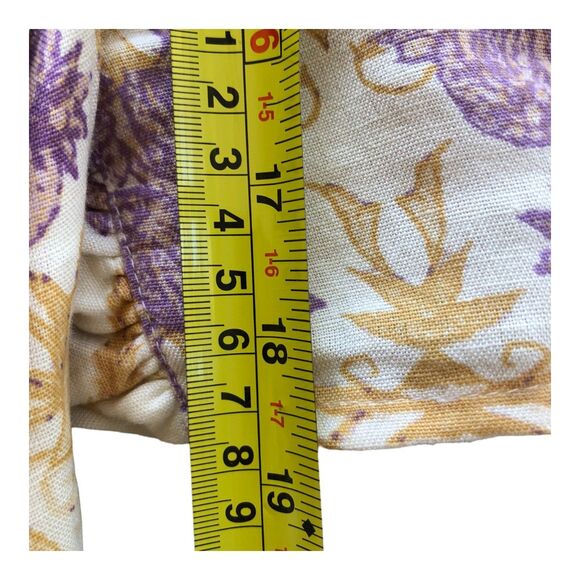 Free People Arielle Linen Blend Short Sleeve Ivory Purple Crop Top Bow Tie XS - Picture 14 of 16